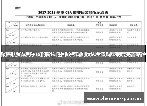 聚焦联赛裁判争议的阶段性回顾与规则反思全景观察制度完善路径